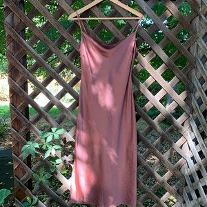 Satin Cowl Neck Midi Slip Dress